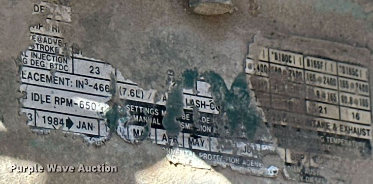 image for item LN9343 1985 International F1954  pressure digger truck