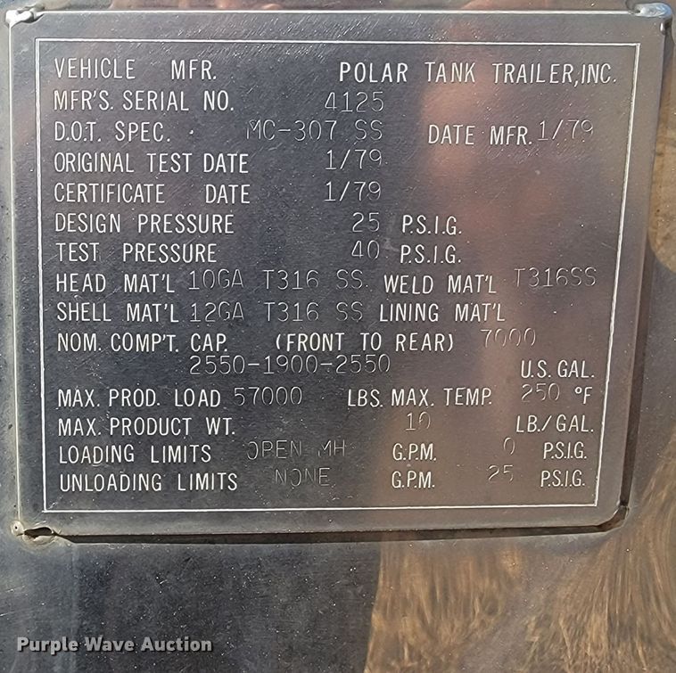 image for item LV9508 1979 Polar Tank Trailer  tank trailer