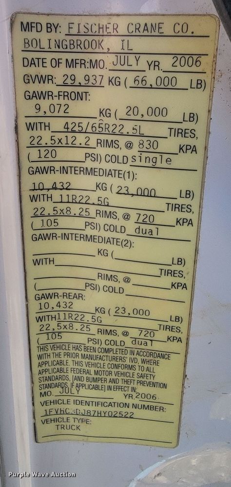 image for item LV9509 2007 Freightliner  crane truck