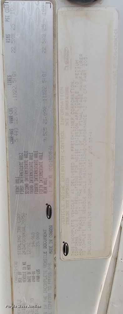 image for item LV9523 2003 Sterling Acterra  flatbed truck