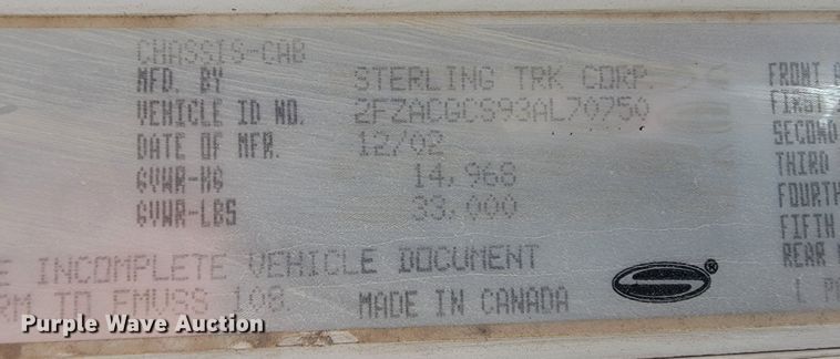 image for item LV9523 2003 Sterling Acterra  flatbed truck