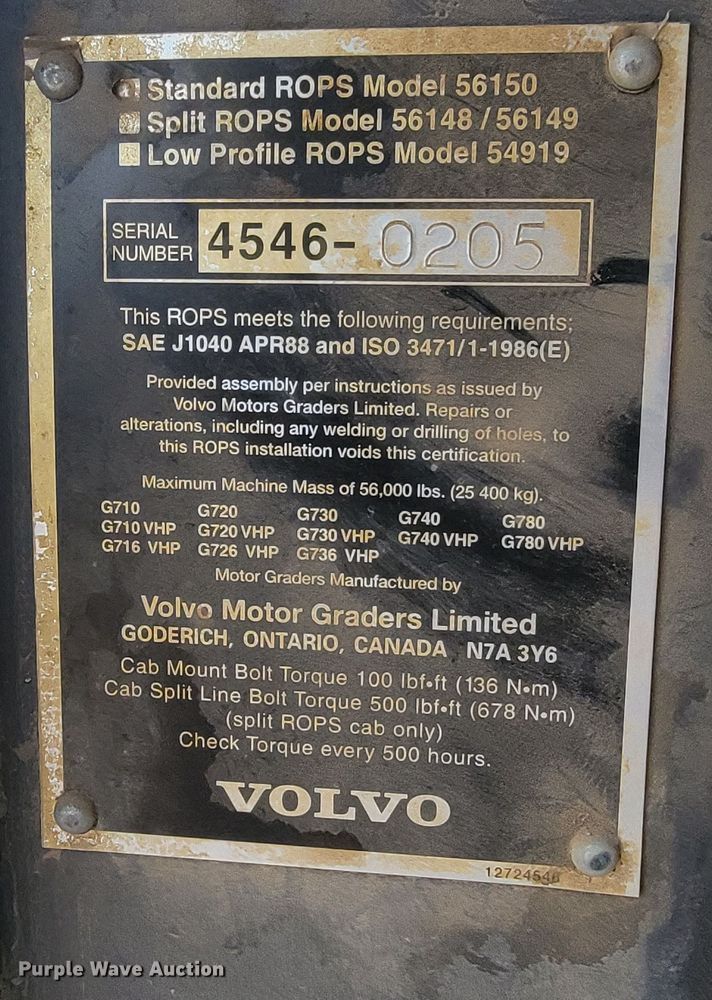 image for item LV9529 2001  Volvo G730  motor grader