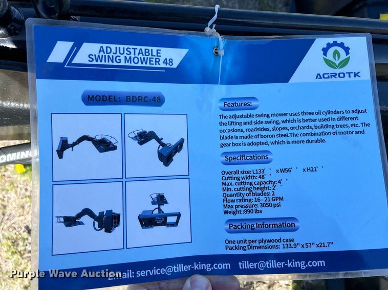 image for item MC9887 2022 TopCat BDRC  48" W skid steer brush mower