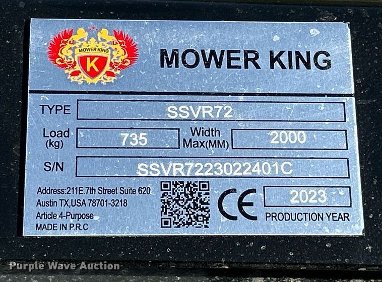 image for item MC9888 2023 Mower King SSVR72  6' W skid steer vibratory roller