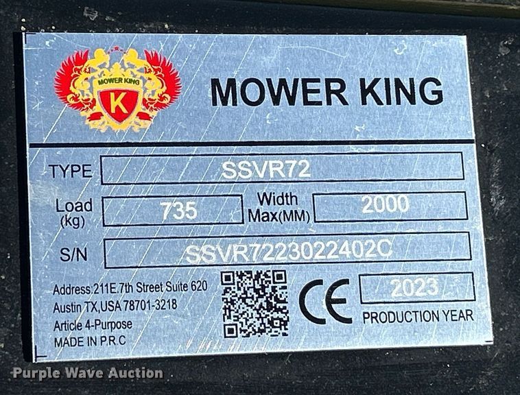 image for item MC9889 2023 Mower King SSVR72  6' W skid steer vibratory roller