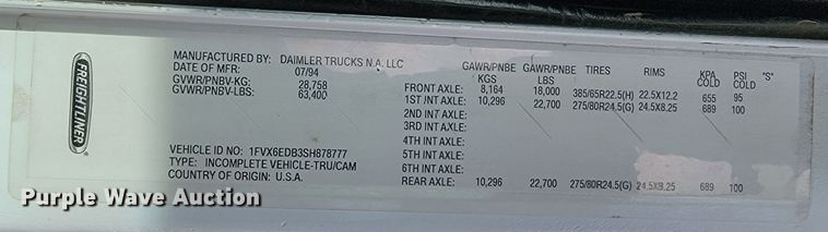 image for item ME9778 1995 Freightliner FLD112  dump truck