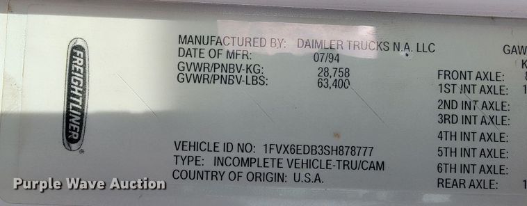 image for item ME9778 1995 Freightliner FLD112  dump truck