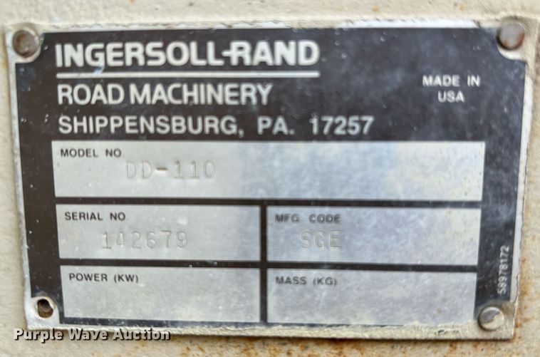 image for item MF9927 1995 Ingersoll Rand DD-110  double drum vibratory roller