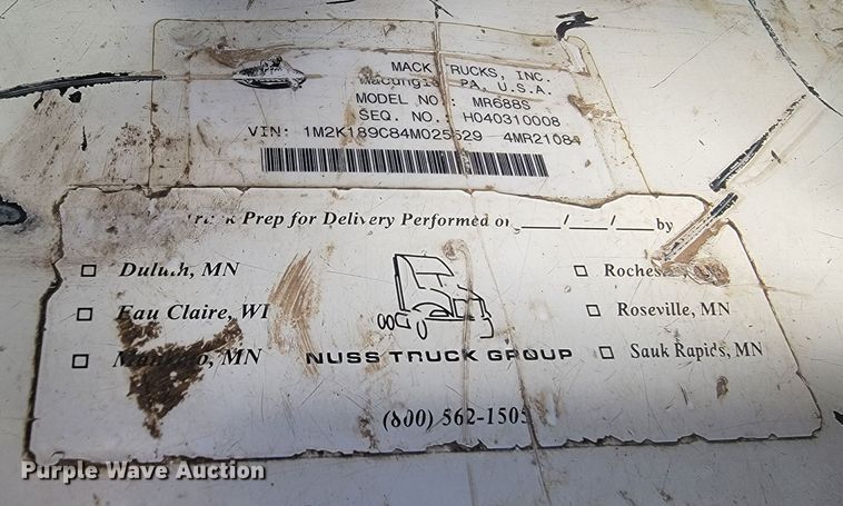 image for item ML9281 2004 Mack MR688S  refuse truck