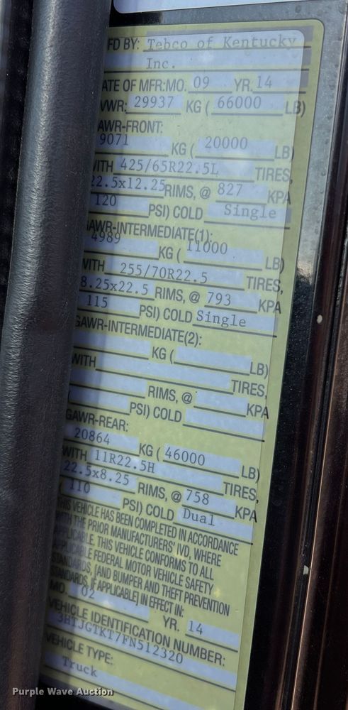 image for item MM9278 2015 Caterpillar CT660  dump truck