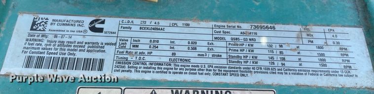 image for item MM9496 Cummins DSFAD-1407708  generator