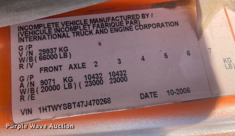 image for item MS9573 2007 International 7600 SBA  dump truck