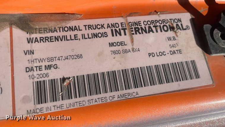 image for item MS9573 2007 International 7600 SBA  dump truck