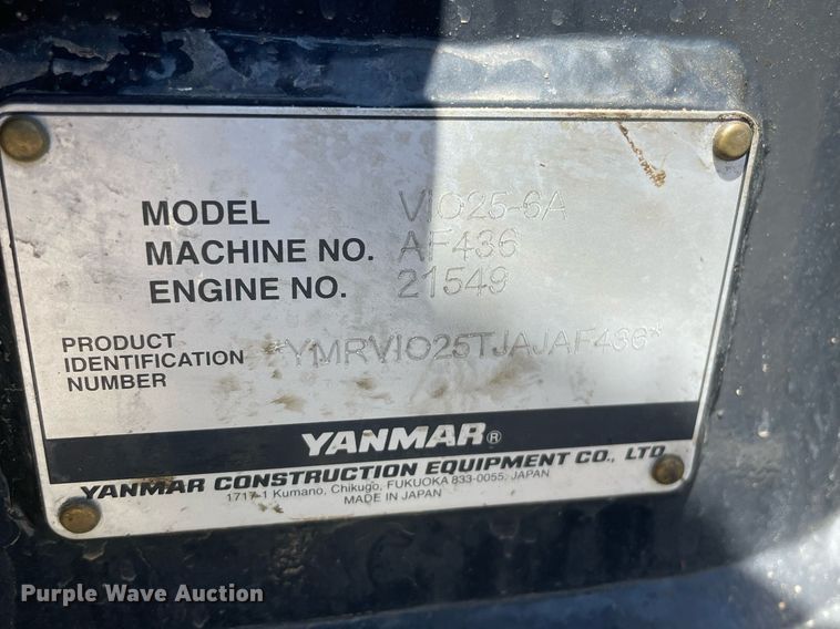 image for item MS9701 Yanmar VIO25-6A  mini excavator