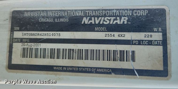 image for item MW9709 2002 International 2554  sewer jetter truck