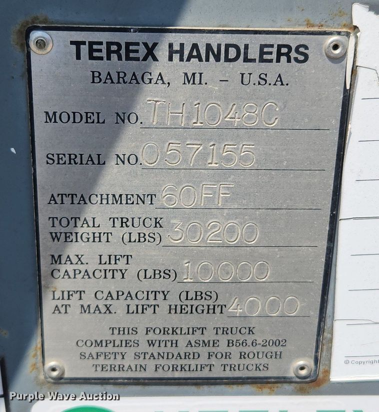 image for item MW9732 2005 Terex TH1048C  telehandler