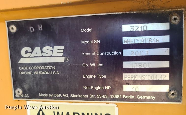 image for item MX9660 2003 Case 321D  wheel loader