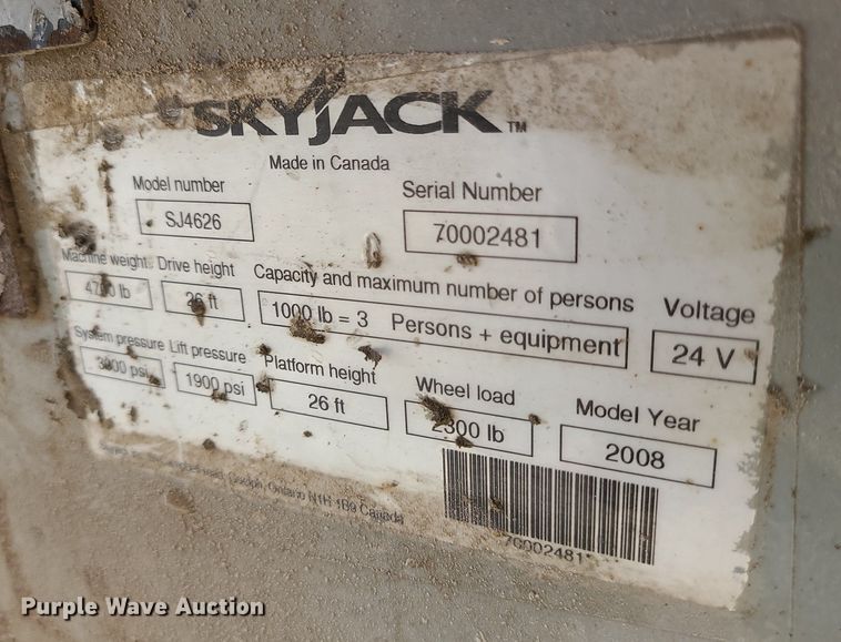 image for item MX9745 2008 Skyjack SJIII 4626  scissor lift