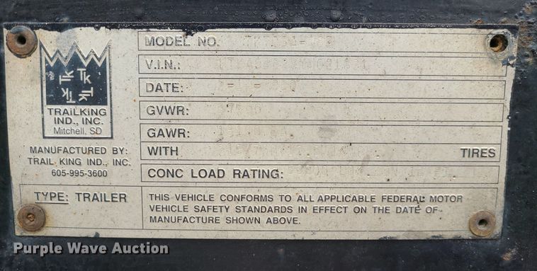 image for item MX9753 2000 Trail King TKS0SA-482  lowboy equipment trailer