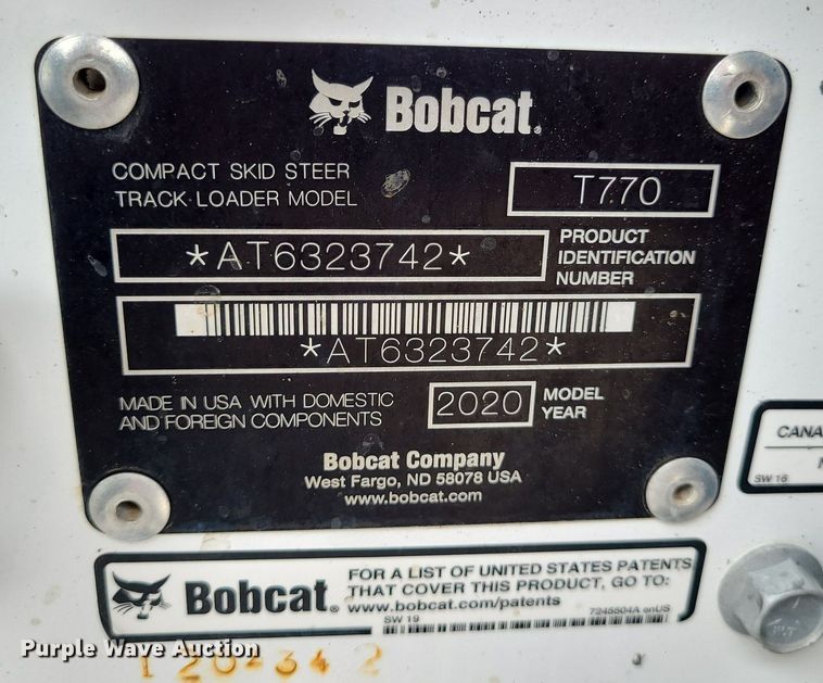 image for item MX9754 2020 Bobcat T770  tracked skid steer loader