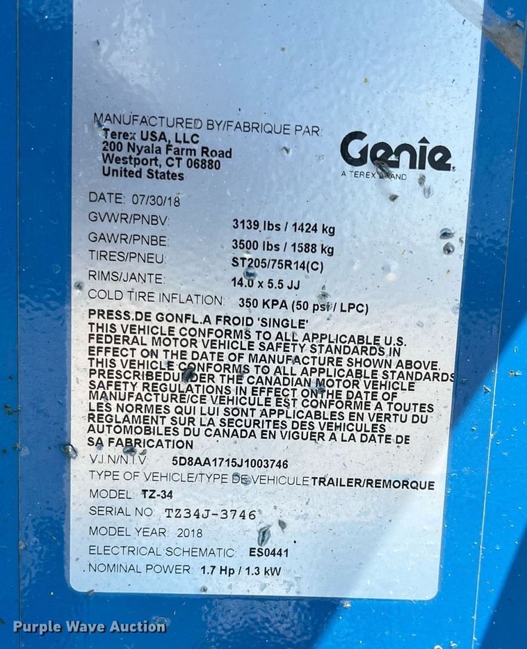 image for item MY9717 2018 Genie TZ34/20  boom lift
