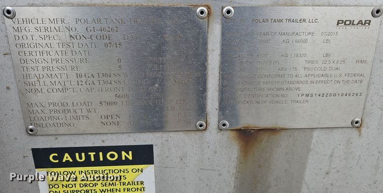 image for item DO4350 2016 Polar  tank trailer