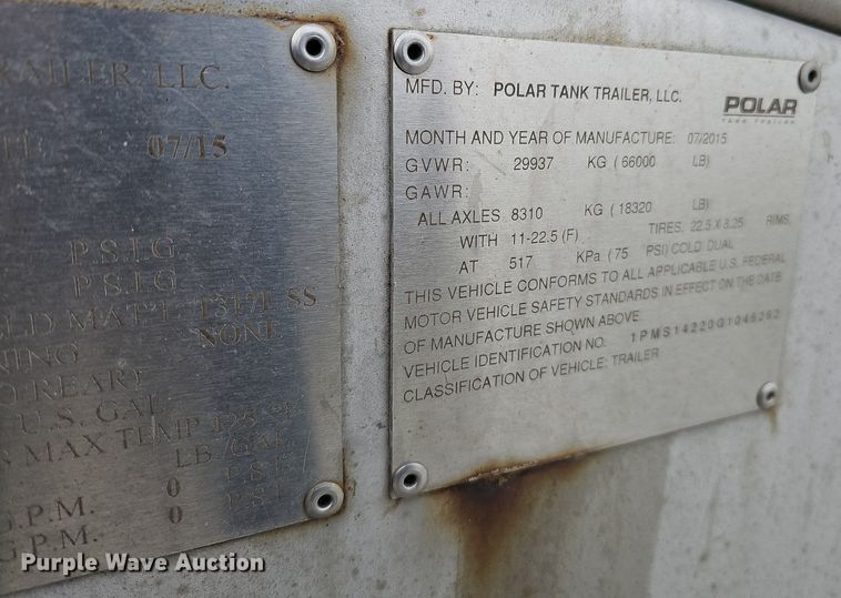 image for item DO4350 2016 Polar  tank trailer