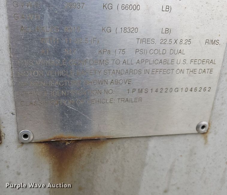 image for item DO4350 2016 Polar  tank trailer