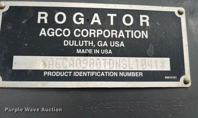 image for item DP0478 2013 AGCO RoGator 900  sprayer