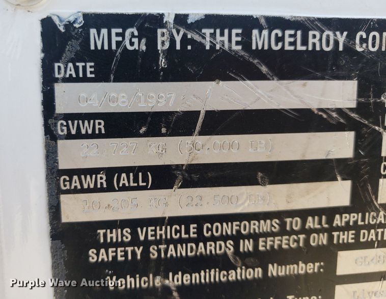 image for item DP7868 1997 McElroy  livestock trailer