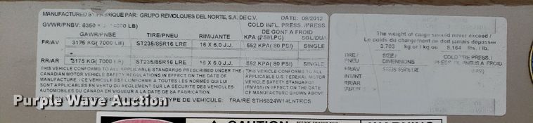 image for item DQ0552 2013 GR Trailers  livestock trailer