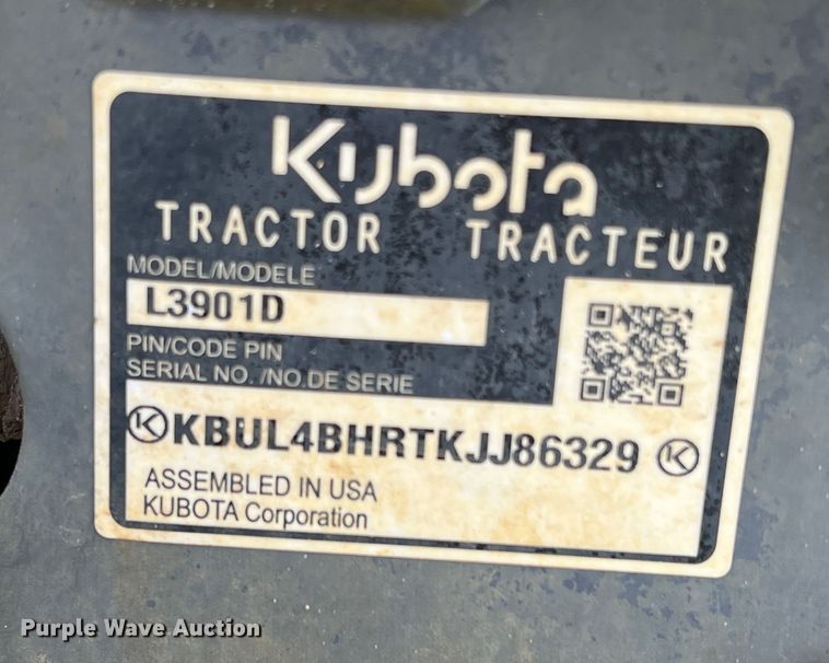 image for item DR5581 Kubota L3901  MFWD tractor