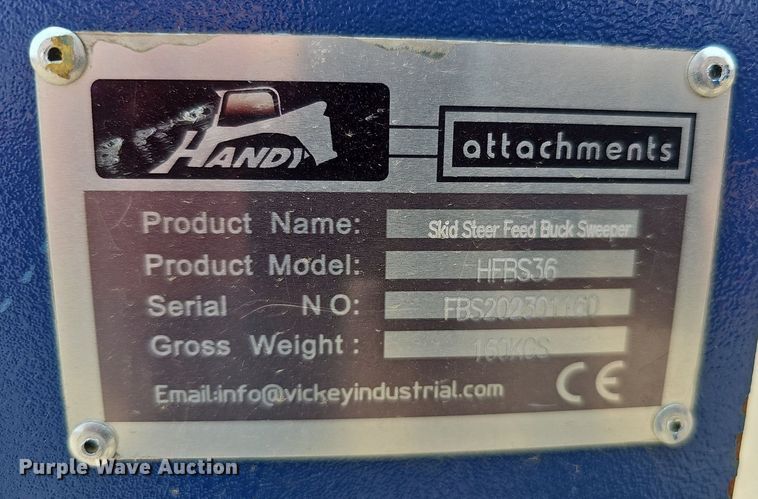 image for item LE9407 2023 Handy Attachments HFBS36  skid steer feed bunk sweeper