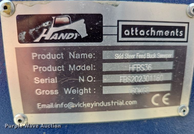 image for item LE9407 2023 Handy Attachments HFBS36  skid steer feed bunk sweeper