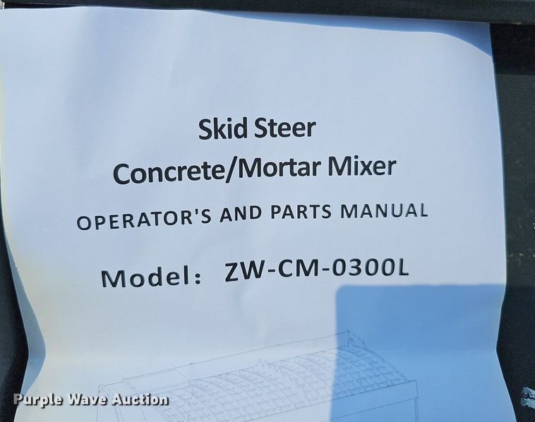 image for item LE9419 Wolverine ZW-CM-0300L  skid steer concrete mixer
