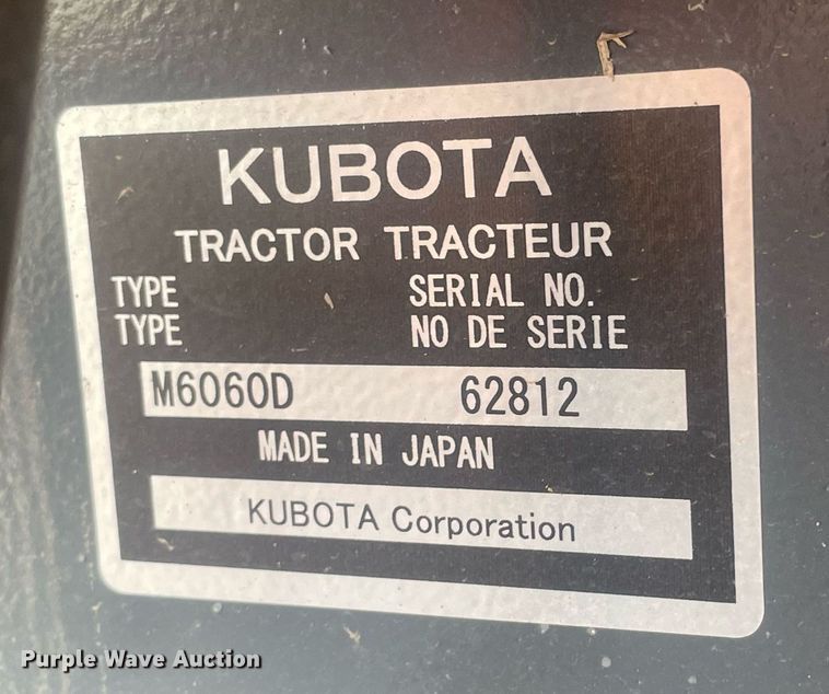 image for item MS9666 Kubota M6060  MFWD tractor