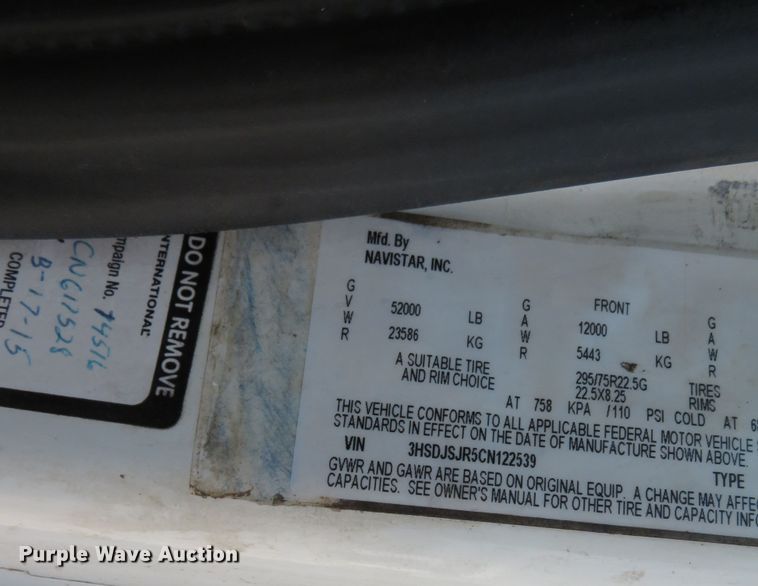 image for item DR0166 2012 International ProStar  semi truck