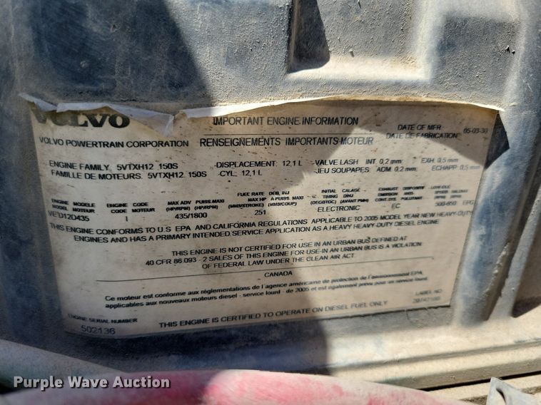 image for item JO9097 2006 Volvo VHD  truck cab and chassis