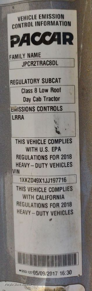 image for item LL9112 2018 Kenworth T880  semi truck