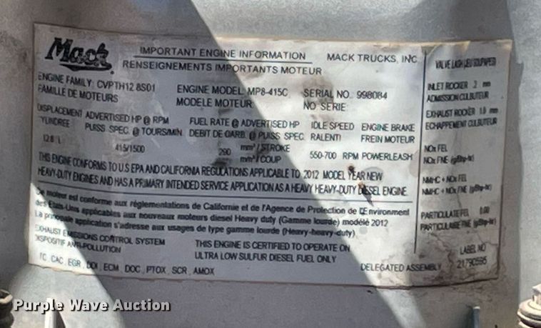 image for item MM9483 2013 Mack CHU613  semi truck