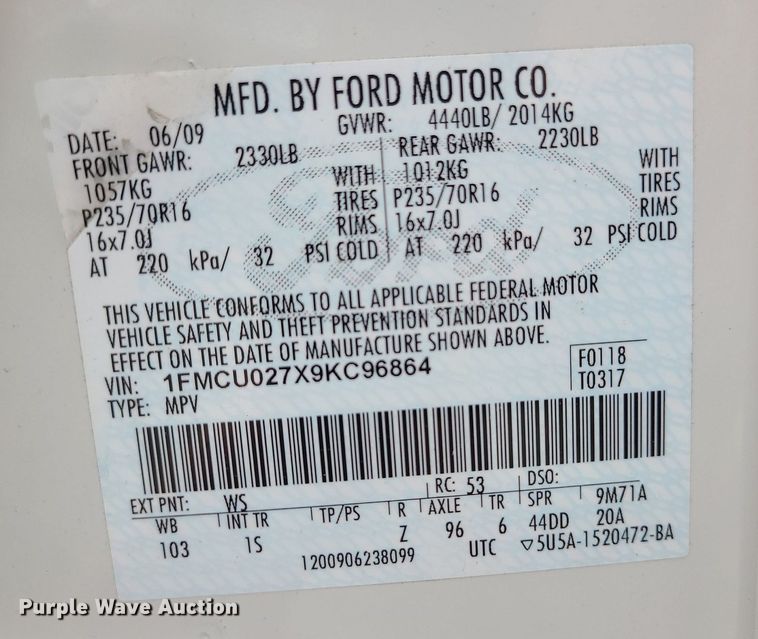 image for item DC6137 2009 Ford Escape  SUV