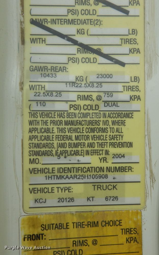 image for item DK1791 2005 International 4400  dump truck