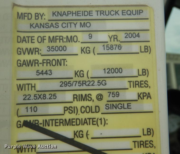 image for item DK1792 2005 International 4400  dump truck