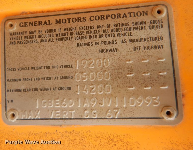 image for item DK1809 1988 Chevrolet C50 Custom Deluxe  winch truck