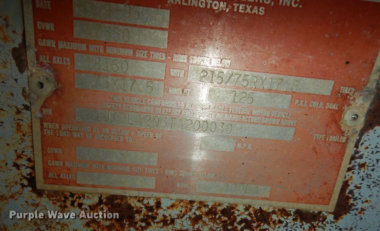 image for item DK1821 1996 Interstate 40DLA  equipment trailer