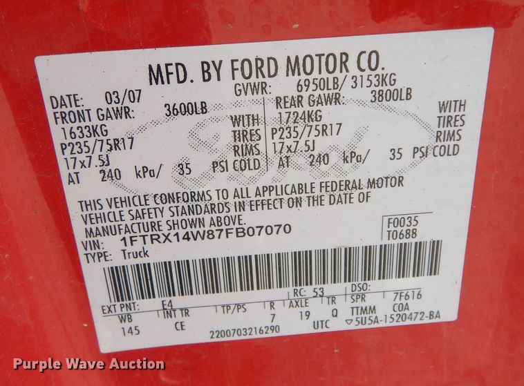 image for item DK1826 2007 Ford F150  SuperCab pickup truck