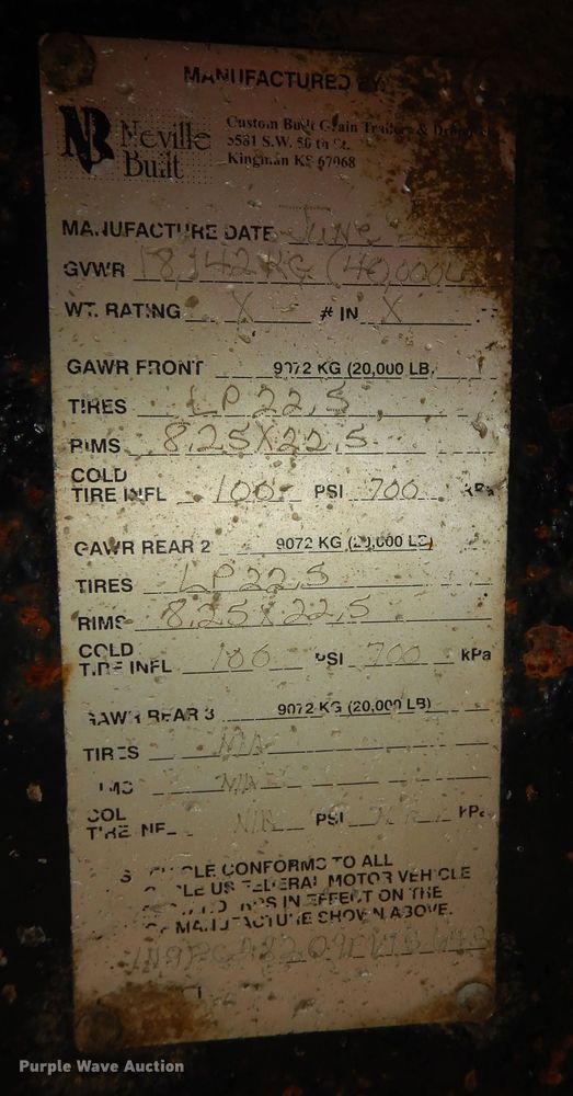 image for item DK1830 2009 Neville FL13  end dump pup trailer