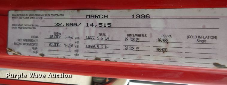 image for item DK1844 1996 Volvo WG  dump truck