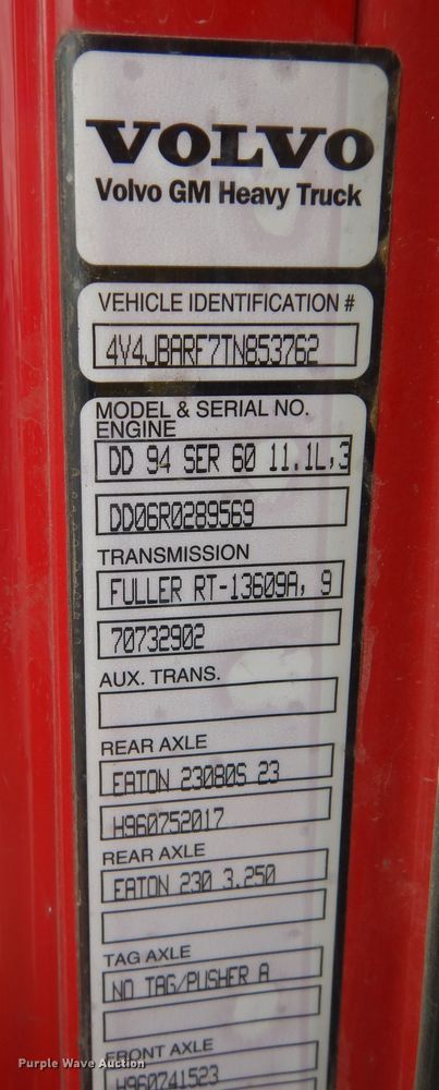 image for item DK1844 1996 Volvo WG  dump truck