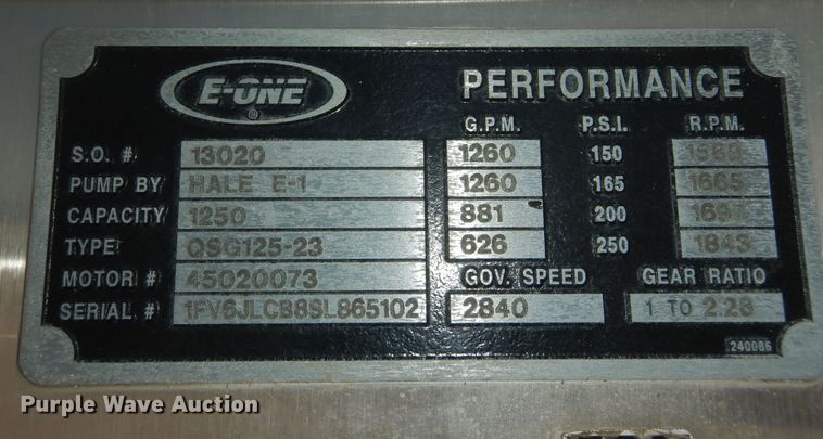 image for item DK1852 1995 Freightliner FL80  pumper fire truck